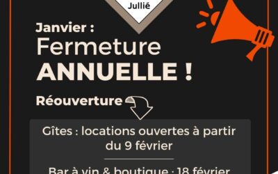 Janvier : fermeture annuelle !