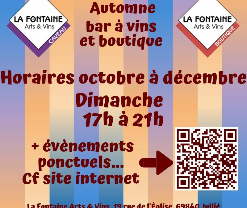 Horaires d’automne (oct à dec)…