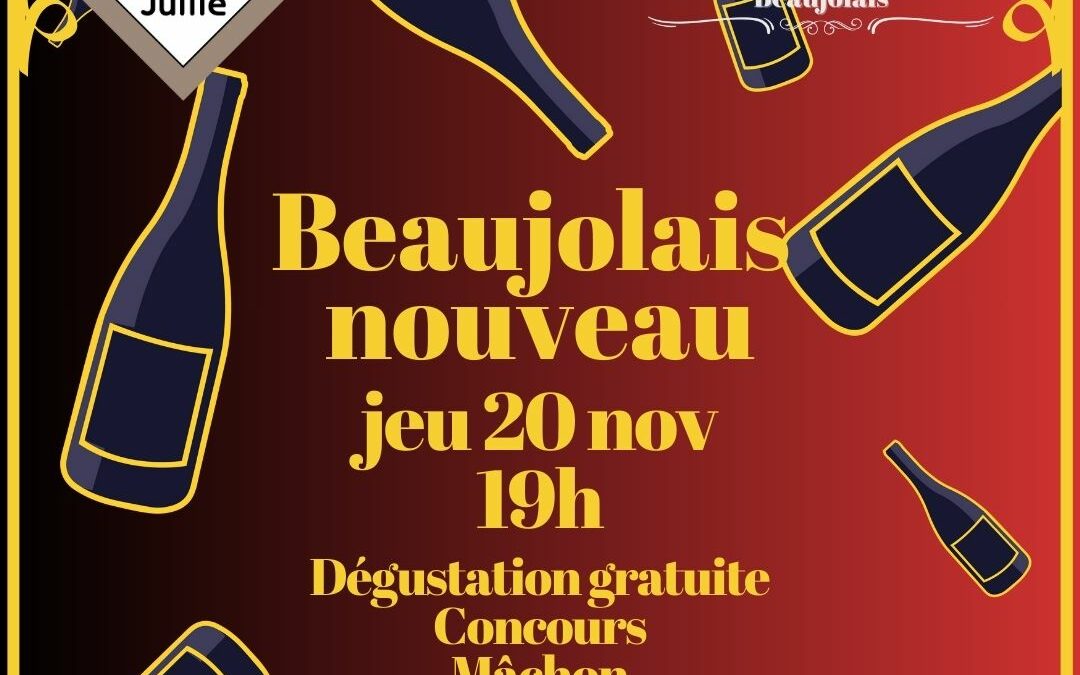 Jeudi 20 novembre : soirée Beaujolais Nouveau !